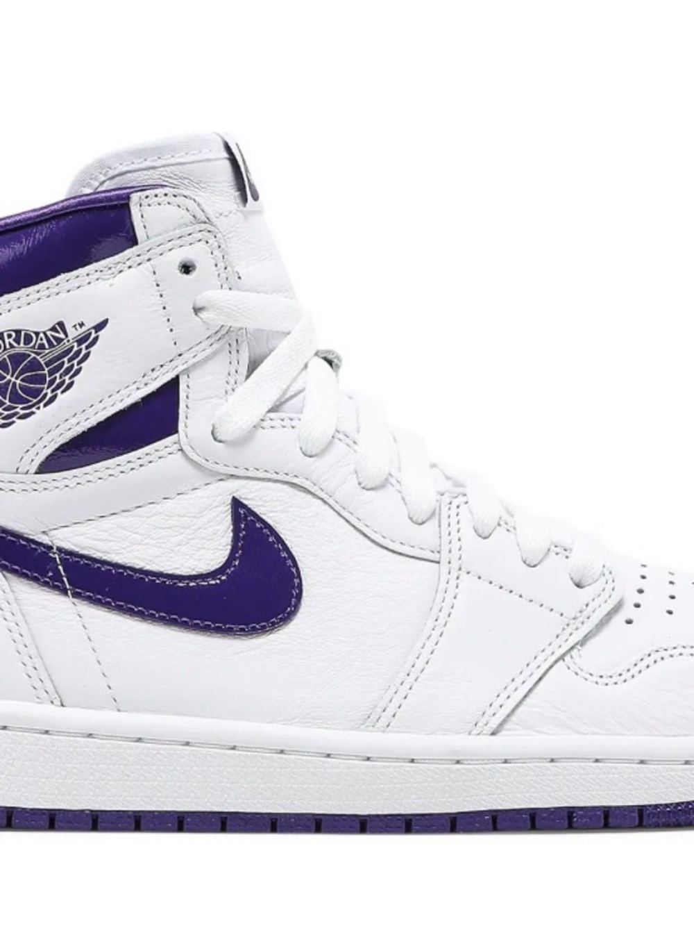 Jordan Women's White & Purple High Top Sneaker - Retro Swoosh